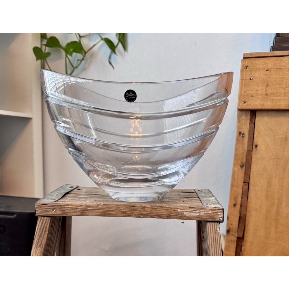Rosenthal 24% Lead Crystal Bowl – Modernist Design – Made in Slovenia – Vintage